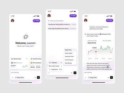 Oryn - AI Mobile Design ai ai assistant app card ui clean design digital internet mobile mobile design modern smartphone tech technology ui uidesign ux uxdesign voice ai voice assistant