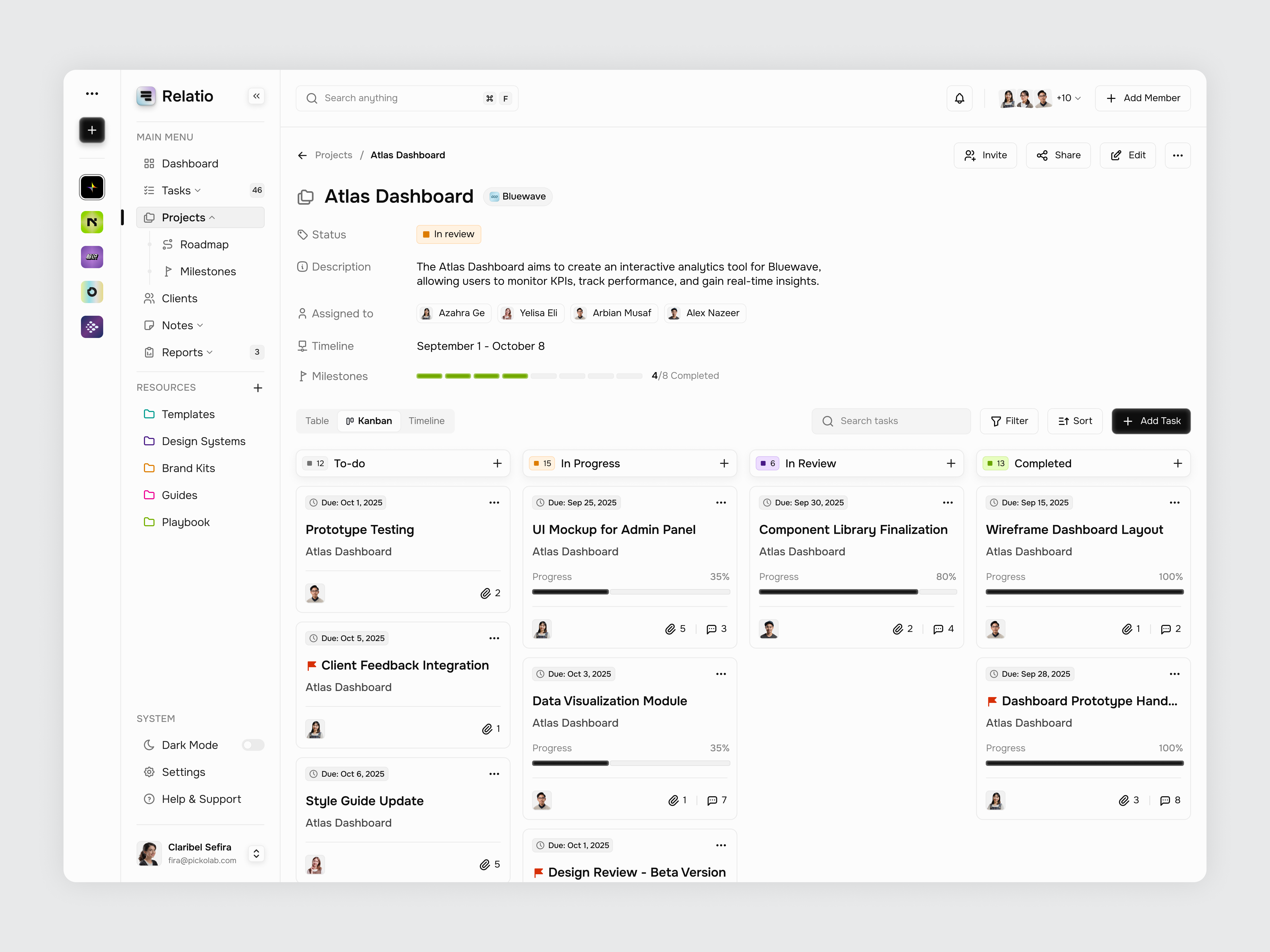 Project Management Dashboard - Project Page dashboard kanban management manager minimal modern project project management project management dashboard schedule task task manager task manager dashboard to do list tracker ui ui design ux design website works