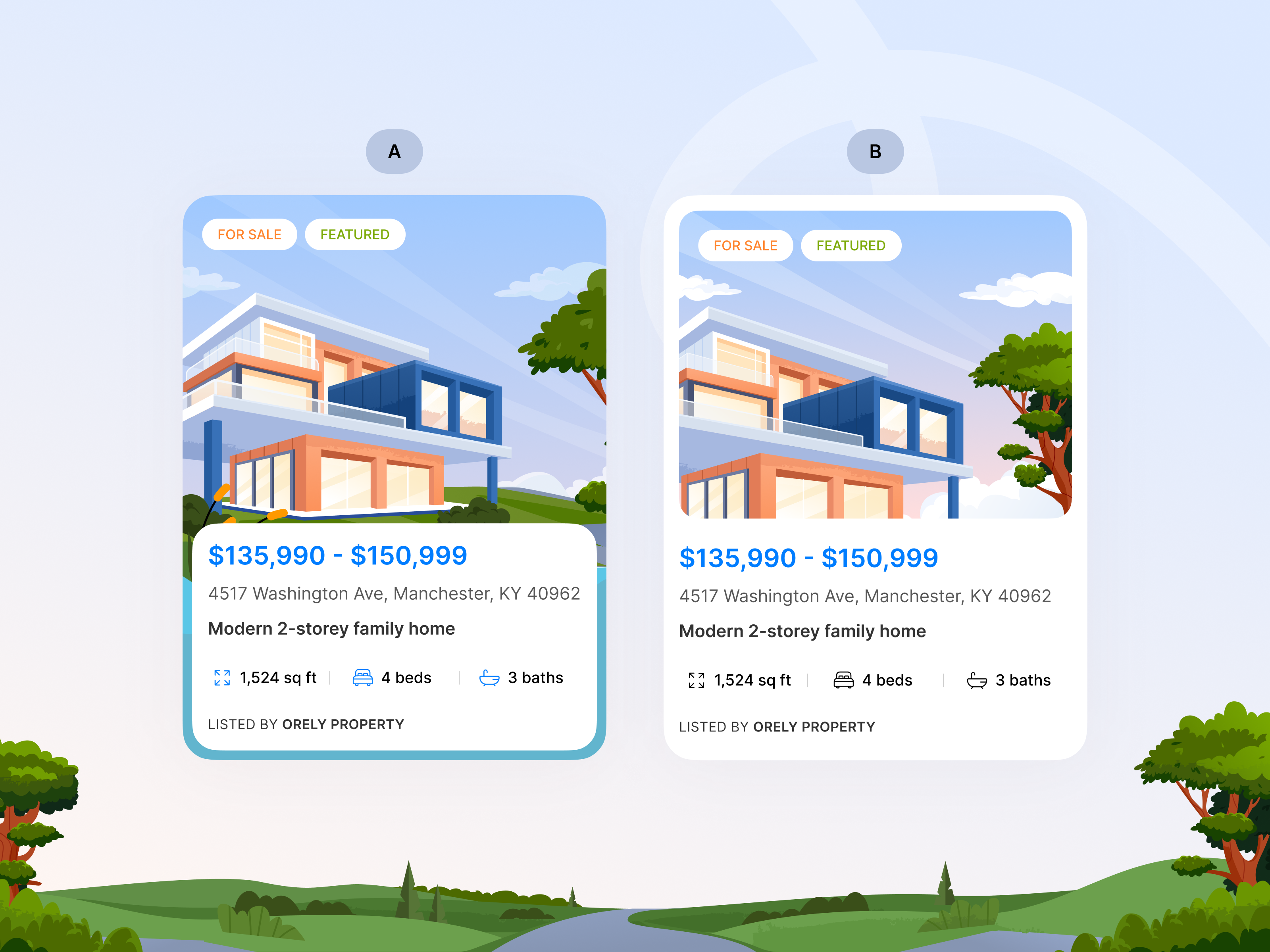 Example of Gome - Property Card Layout Variants 🏘