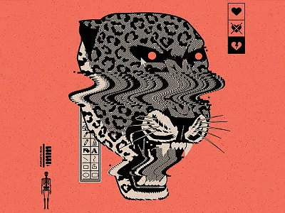 Glitch VIII cartoon cat cd character design graphic design illustration jaguar music panther skull vector vinyl