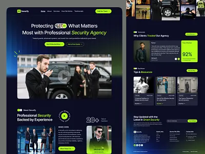 Security Agency Landing Page animation branding corporatesecurity cyber security design homepage illustration landing landing page motion graphics privatesecurity protectionservices security security agency securityservicewebsite surveillancedesign ui uiux web design website