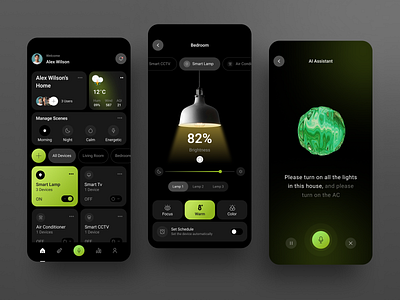 AI Smart Home Mobile App 3rd ai ai smart home app branding clean dark mode design graphic design illustration mobile app simple smart home ui ux website