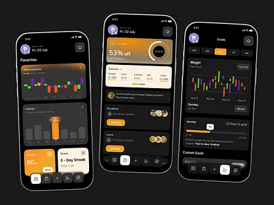 Calorie & Fitness Tracking App analytics app app app redesign calorie tracker fitness app fitness ui health app health tracker macro tracking mobile mobile app design mobile dashboard nutrition app streak tracker uxui weight loss app