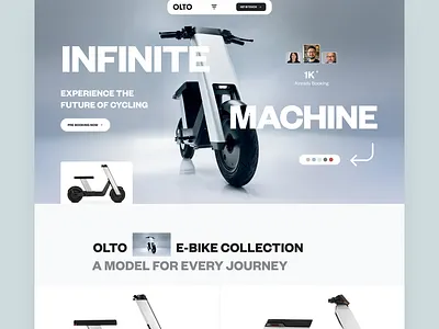 E-Bike Website Landing Page Design bic branding cycling design e bike design e bike landing page e bike service ecommerce design electric electric bike landing page minimal website design