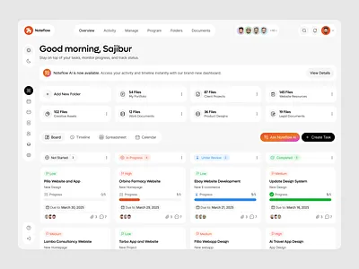 Project Management Dashboard admin dashboard design analytics dashboard clean ui dashboard concept dashboard ui minimal dashboard modern dashboard productivity app ui project management app project management dashboard saas dashboard task management ui ui ui ux design web app design