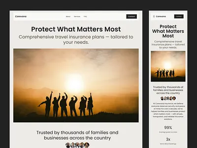 Carevana – Travel Insurance Company Landing Page figma landing page tour insurance travel agency travel insurance company travel landing page