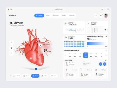 Health Tracker – Dashboard activity tracker clinic daily health stats dashboard dashboard design dashboard ui fitness dashboard health dashboard health monitoring health tracker health tracker dashboard healthcare dashboard medical modern dashboard product design web app