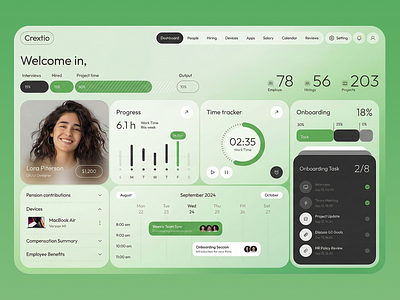 AI HR Dashboard UI | Employee Management & Analytics ai dashboard ai hr dashboard design employee dashboard employee management figma design hr dashboard hr management dashboard hr tech human resources dashboard onboarding dashboard productivity dashboard real time analytics saas dashboard ui soft ui team management time tracking ui ux design web app dashboard workforce management