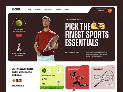 Flonea - Website Design for Sports accessories adventure athlete baseball basketball ecommerce landing page landingpage nba player soccer sports sports accessories sports equipment sports jersey sportswear tennis web design webdesign website design website designer