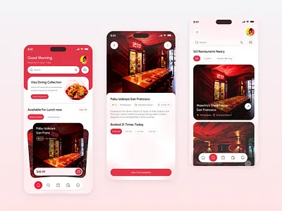 Restaurant Reservation Mobile App UI Design app design app interface booking booking app booking table food delivery service food order food ordering app ios list of restaurants mobile app ui online food online food delivery online food order app order food ordering restaurant restaurant app ui ux design uiux