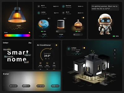 Smart Home Components artifical intelligence control panel dark mode dashboard control dashboard design dashboard ui design yow device home automation home monitoring internet of things saas saas dashboard smart device smart home smart home mobile smart house smarthome app smarthome dashboard webdesign