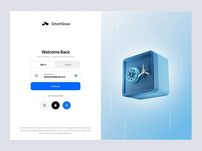 Login Page | Smart Save create account figma finance log in login minimal sign in sign up signin split screen ui design web design