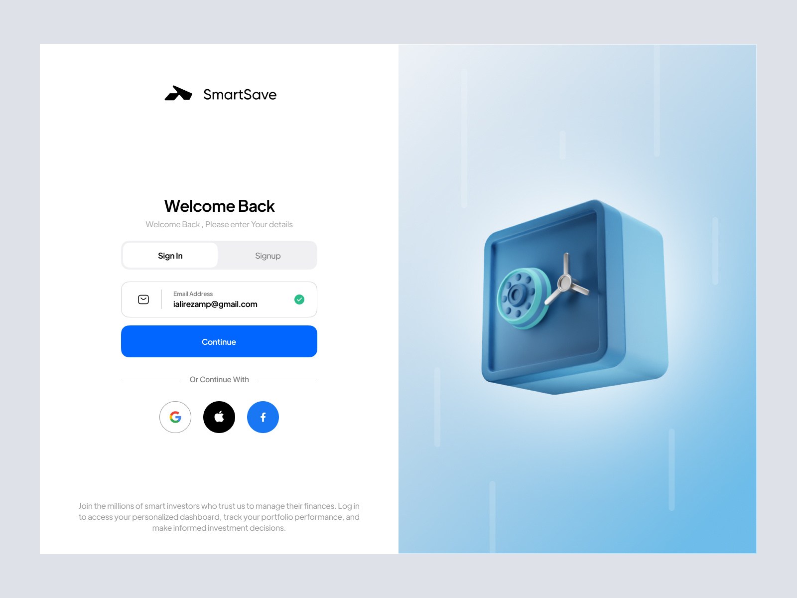 Example of Login Page | Smart Save