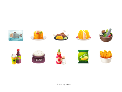 Food icons delicacy fish food icons illustration