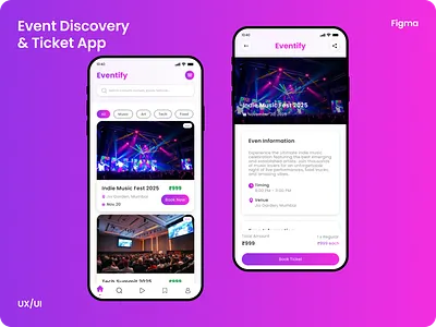 Event Discovery Ticket App – Modern, Fast appinspiration appshowcase concertapp digitaldesign dribbblecommunity entertainmentapp eventapp eventdiscovery eventplanner eventplatform eventsnearme festivalapp localexperiences mobileappdesign modernappdesign ticketbookingapp ticketingui uiuxdesign userexperience uxtrends