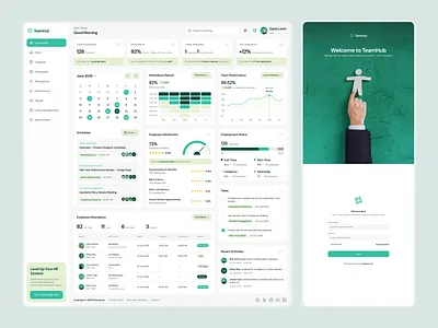 TeamHub Dashboard & Login Page – HR Management Dashboard UI business app dashboard design employee figma hr management login page modern ui product design productivity responsive ui design ui inspiration ui showcase ui trends uiux ux design web app workplace