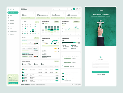 TeamHub Dashboard & Login Page – HR Management Dashboard UI business app dashboard design employee figma hr management login page modern ui product design productivity responsive ui design ui inspiration ui showcase ui trends uiux ux design web app workplace