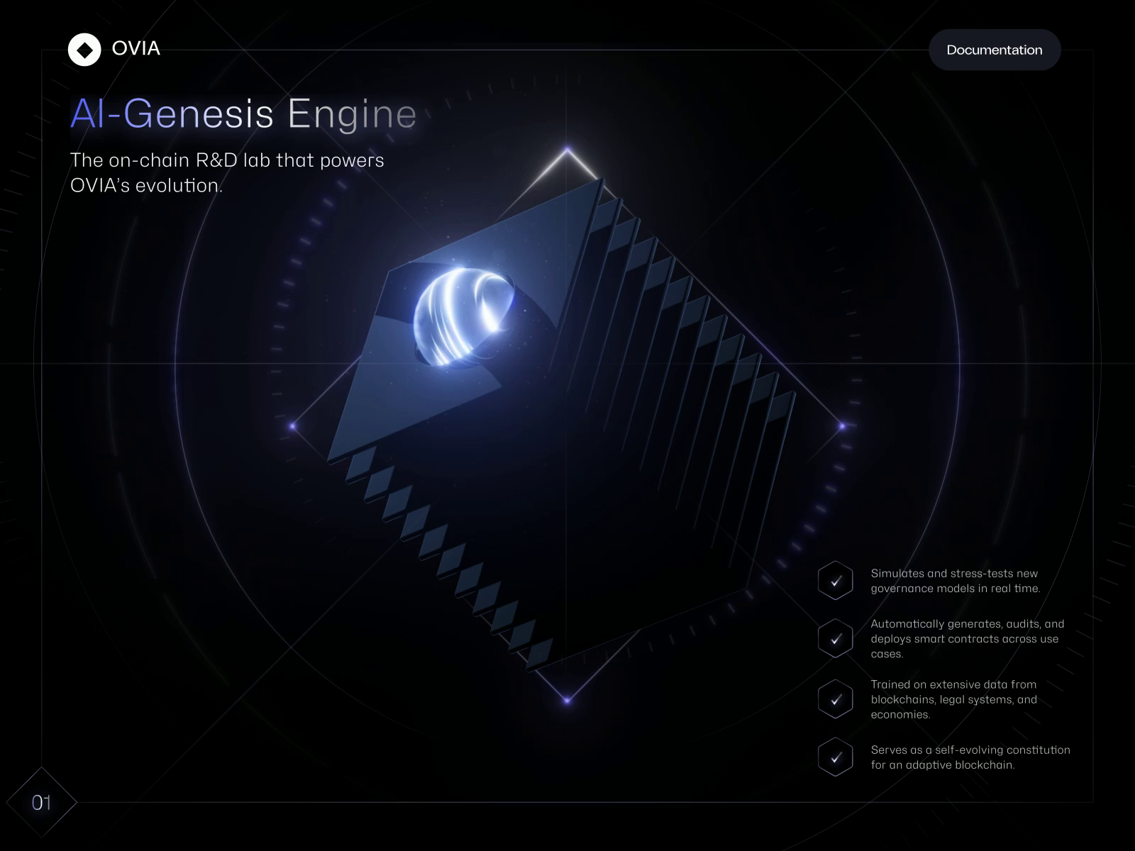 Example of Ovia Ai Engine Landing page web design 3D Animation