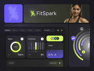 FitSpark – Branding for Fitness Platform brand inentity branding colors concept fitness graphic design logo logo design sport visual identity