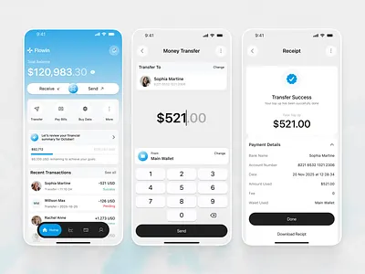 Flowin - Finance Mobile App app design banking app banking mobile app clean figma finance finance app finance tracker fintech app minimalist mobile app mobile app design mobile banking money management money tracker money tracker app saving apps transaction ui ux