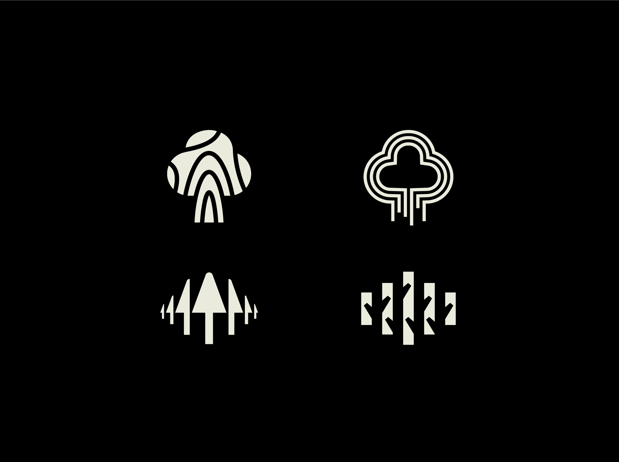 Sound + wood branding concept double meaning echo equalizer forest forest logo hearing logo music negative space pine tree roxana niculescu simple sound sound logo sound waves tone tree logo wood