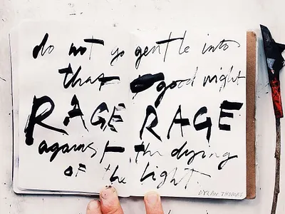 Dylan Thomas quote branding hand lettering illustration