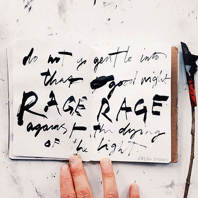 Dylan Thomas quote branding hand lettering illustration