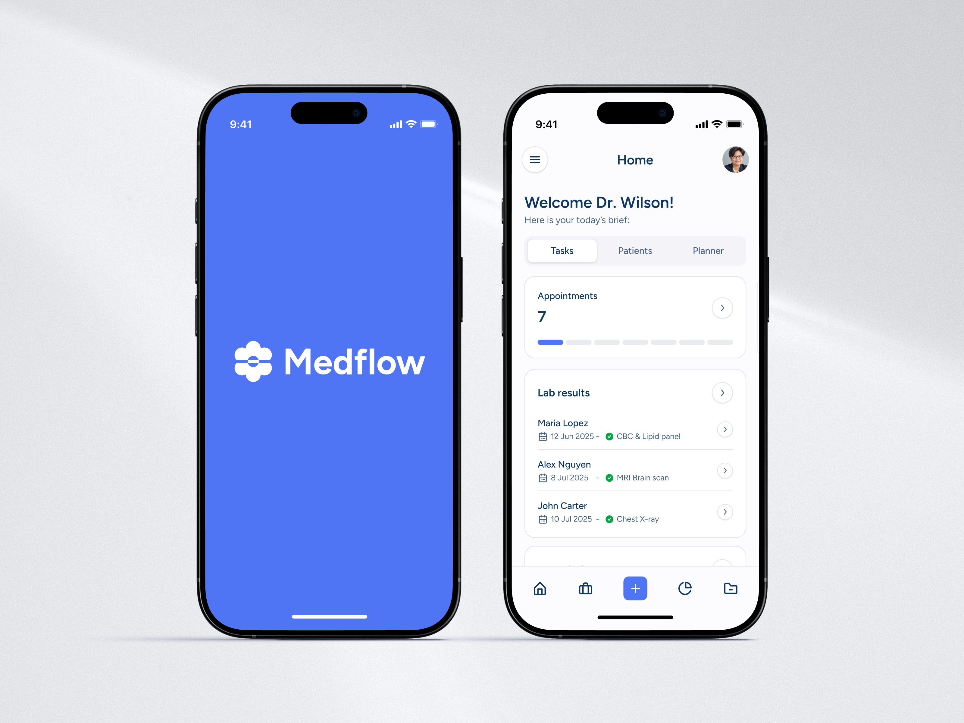 Medflow: Mobile medical management tool analytics app appointments calendar charts dashboard data doctor hospital medical mobile patients planner ui ux