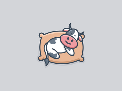 Cute Sleep Cow Logo animal app branding cow cute design graphic design illustration logo sleep typography ui ux vector