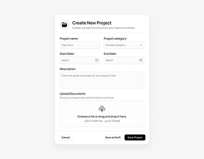 Create New Project - Strong, Trustworthy UI add new ui clean ui create project minimal ui saas product saas project strong design ui ux visual ui