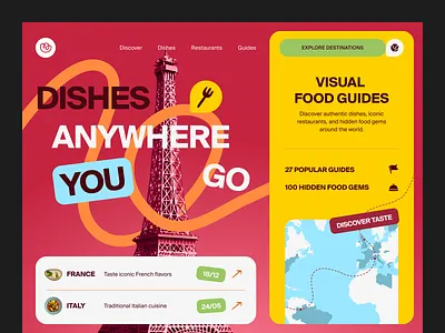 TasteTrip — Global Food Discovery Platform branding design destination guides food travel platform travel website ui uiux ux web web design website