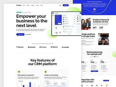 CRM Software Landing Page — Modern, Clean & Conversion-Focused custom design design figma homepage landingpage minimal modern design saas software ui uiux web website design website re design wireframe wordpress