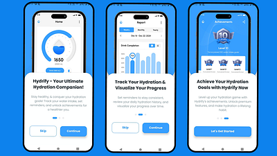Hydration App UI Kit | React Native Expo App ai app branding graphic design hydration app illustration react native react.js ui ui kit water app water tracker app