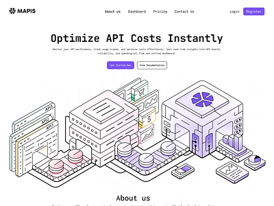 Illustration Landing Page 3d isometric api branding dashboard data design figma graphic design header illustration isometric landing logo saas ui vector website