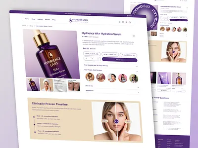 Hydrience Labs Product Detail Page UI add to curt beauty app design cosmetic store designkast details figma plugin high end product detail page minimal product page product details product list product page responsive product page serum skin care e com ui uiux uiux design ux