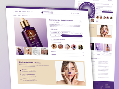 Hydrience Labs Product Detail Page UI add to curt beauty app design cosmetic store designkast details figma plugin high end product detail page minimal product page product details product list product page responsive product page serum skin care e com ui uiux uiux design ux
