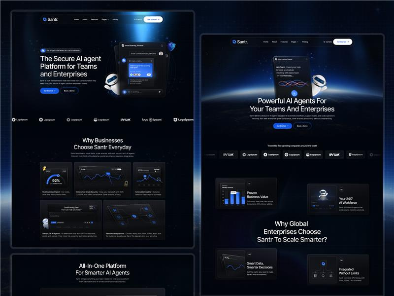 Example of Santr - AI Agent Saas Website