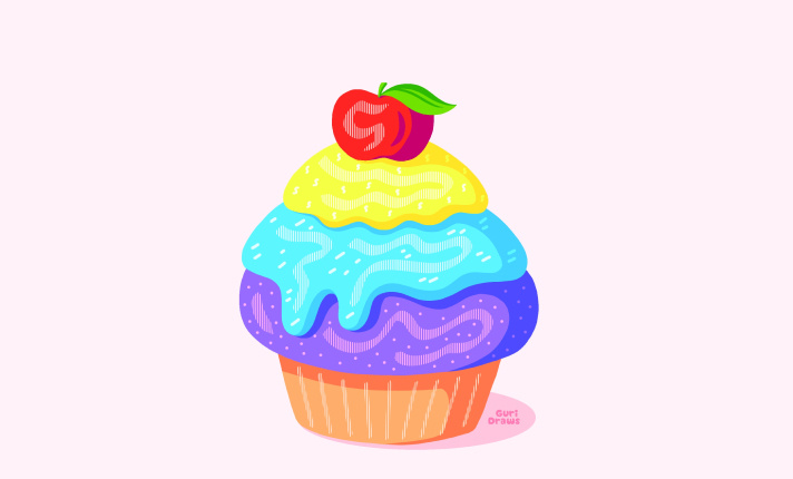 Vibrant Cupcake apple cartoon colorful cupcake design ice cream illustration sweet texture
