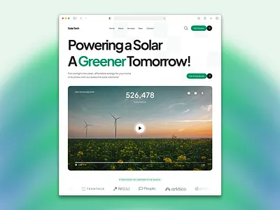 Solar Panels Installation Website landing page renewable energy solar solar energy solar installation solar panels solar system ui ui design web design