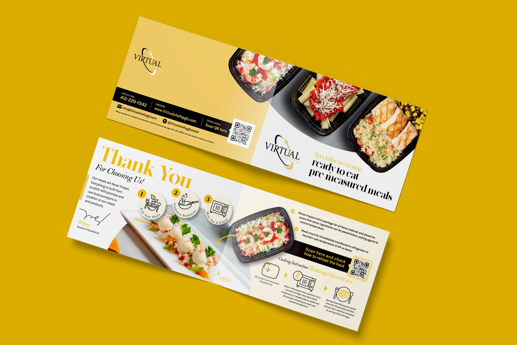 Food Delivery Service Bifold — Print Marketing & Brochure Design bifold brochure brochure design clean creative design food branding food delivery service food service marketing graphic design layout design marketing modern print print design print marketing professional promotional material restaurant collateral typography