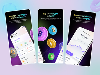 App Store Screenshot Design – Crypto Wallet App appdesign appgrowth appmarketing appscreenshots appstoreoptimization appstorescreenshot aso cryptoapp dribbble dribbblers figmadesign fintechui mobileappdesign playstorescreenshot productdesign rakib ui screenshotdesign uidesign uiux uxdesign