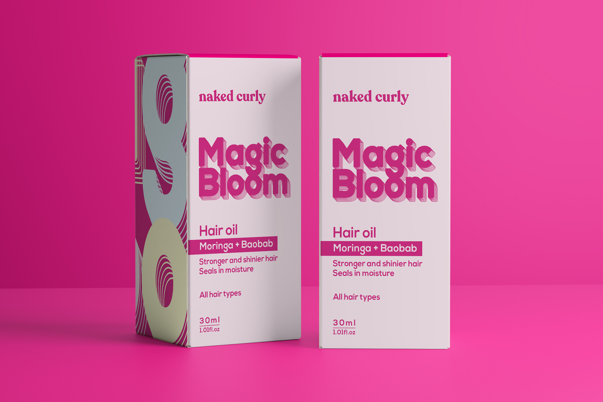 Hair Oil Box Design box design clean cosmetic creative design graphic design hair care label design modern oldschool packaging design pink print professional retro young