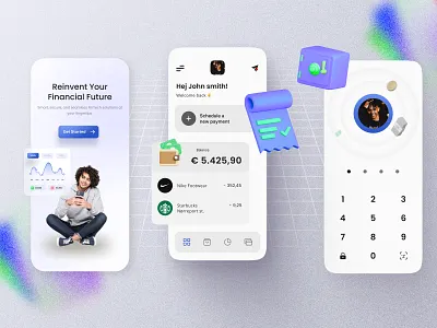 Next‑Gen Fintech App UI/UX Design appdesign branding fintechmobileapp graphic design illustration mobile app ui uiuxdesign