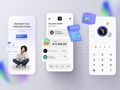 Next‑Gen Fintech App UI/UX Design appdesign branding fintechmobileapp graphic design illustration mobile app ui uiuxdesign