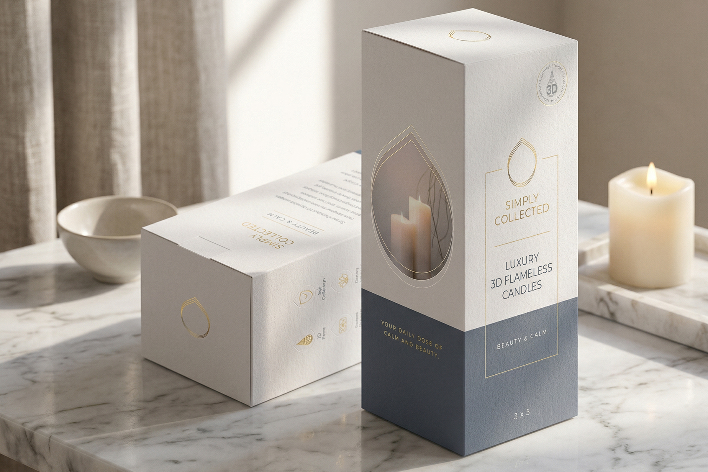 Luxury Flameless Candle Packaging Design (Elegant Box ) box design branding candle candle box candle packaging design elegant flameless candle gift packaging graphic design label design luxury luxury packaging minimal packaging packaging design premium packaging print product product packaging professional