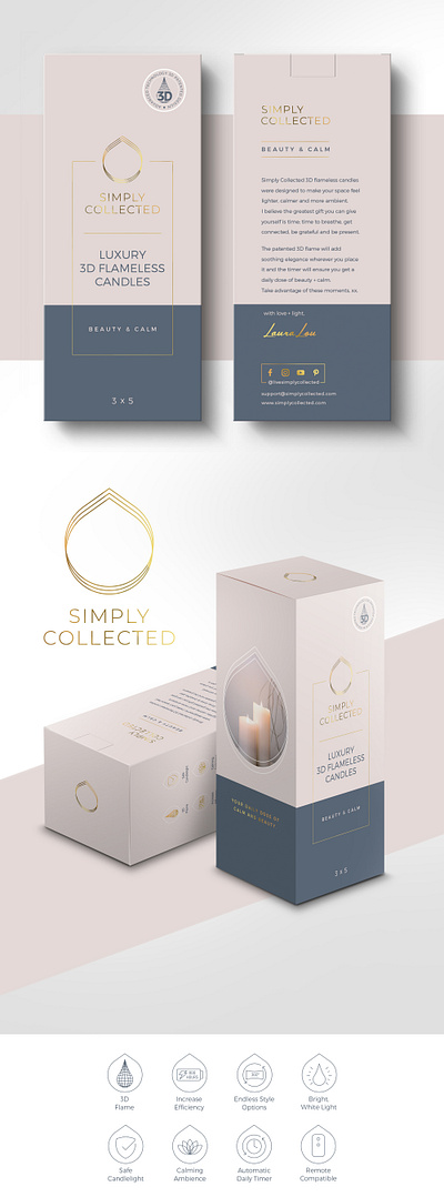 Flameless Candle Box Design amazon box design candle clean creative design elegant flameless graphic design label design luxury modern packaging design print product professional