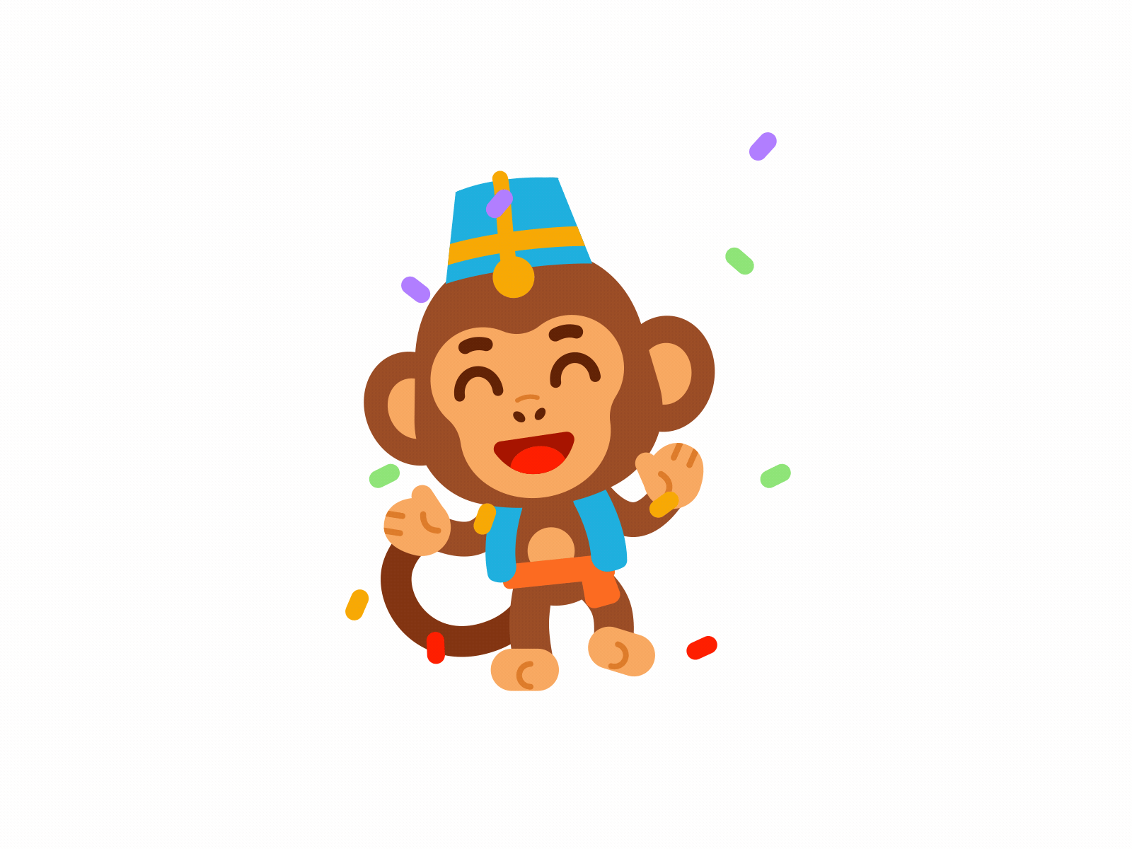 Happy Genie Monkey animal animation ape app cartoon character cute dancing flat genie gif illustration json kids looping lottie mascot monkey motion design vector
