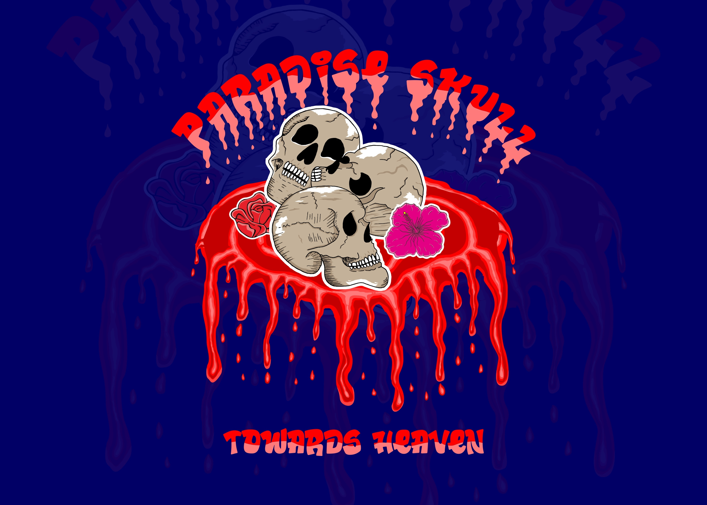 Paradise Skull: Merchandise apparel design artwork branding clothing hand drawn holiday illustration merchandise paradise paradise skull paradise tshirt skeleton skull skull tshirt vector vintage
