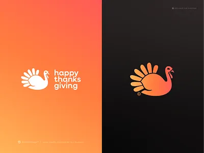 Happy Thanksgiving! animal logo bird branding celebration concept illustration logo logo design minimal pictogram plume thanksgiving turkey unused