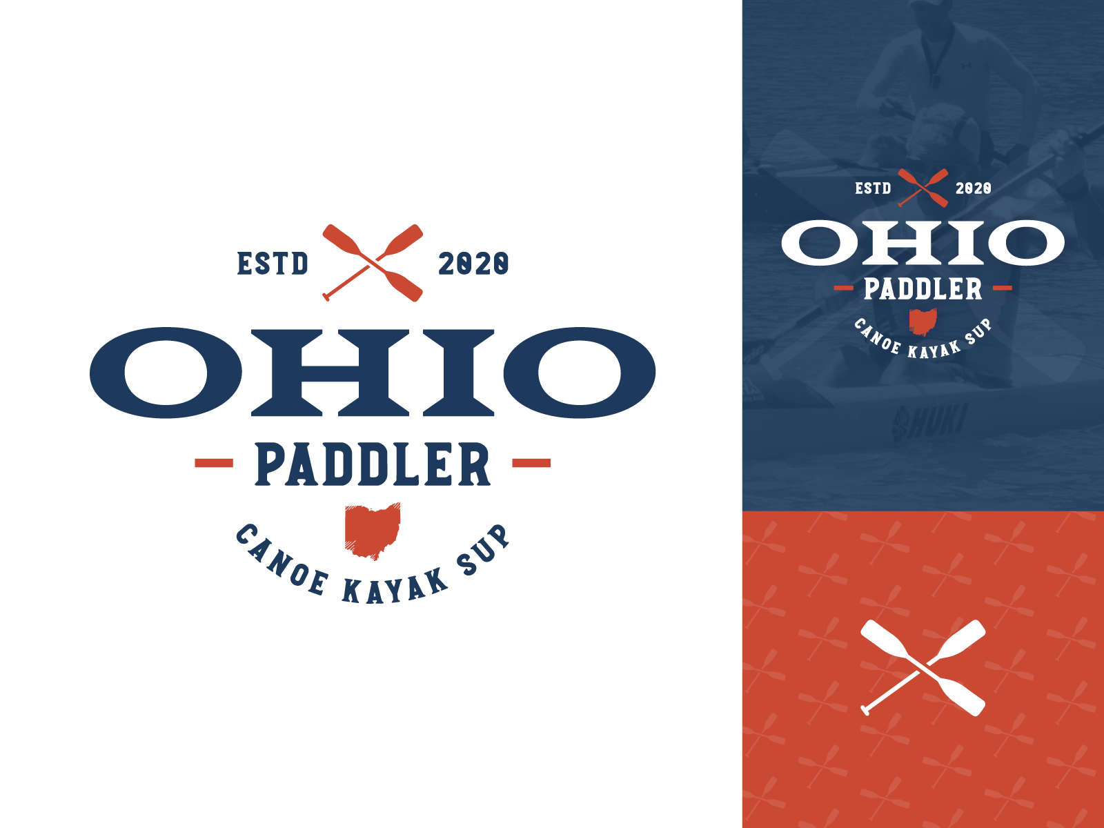 Ohio Paddler, Canoe and Kayak Brand Identity apparel branding athletic branding badge logo brand identity canoe logo community branding emblem design event branding kayak logo logo design logo system merchandise design ohio outdoor branding paddle sports paddling sports branding sup typography visual identity